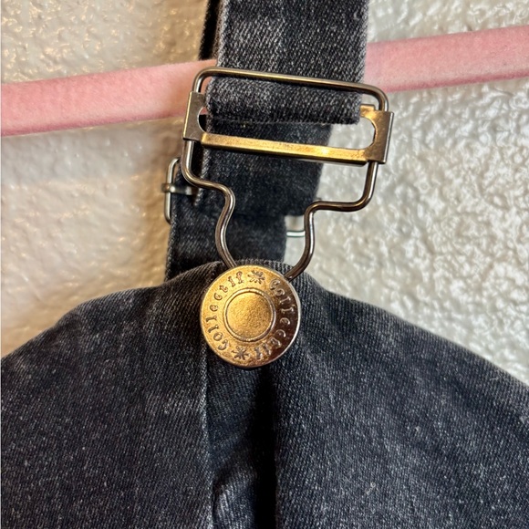 Collectif London Black Denim Overall Shorts, Sweetheart Neckline Pinup Playsuit - Picture 2 of 7